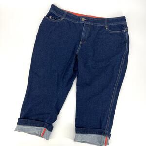 Coldwater Creek Lightweight Cropped Stretch Denim Jeans Cuffed Hem Size W 18